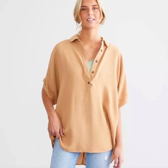 HYFVE Women's Oversized Dolman Henley - Picture 1 of 3